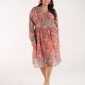 Plus Size Floral Printed Flared Georgette Dress | XL-7XL