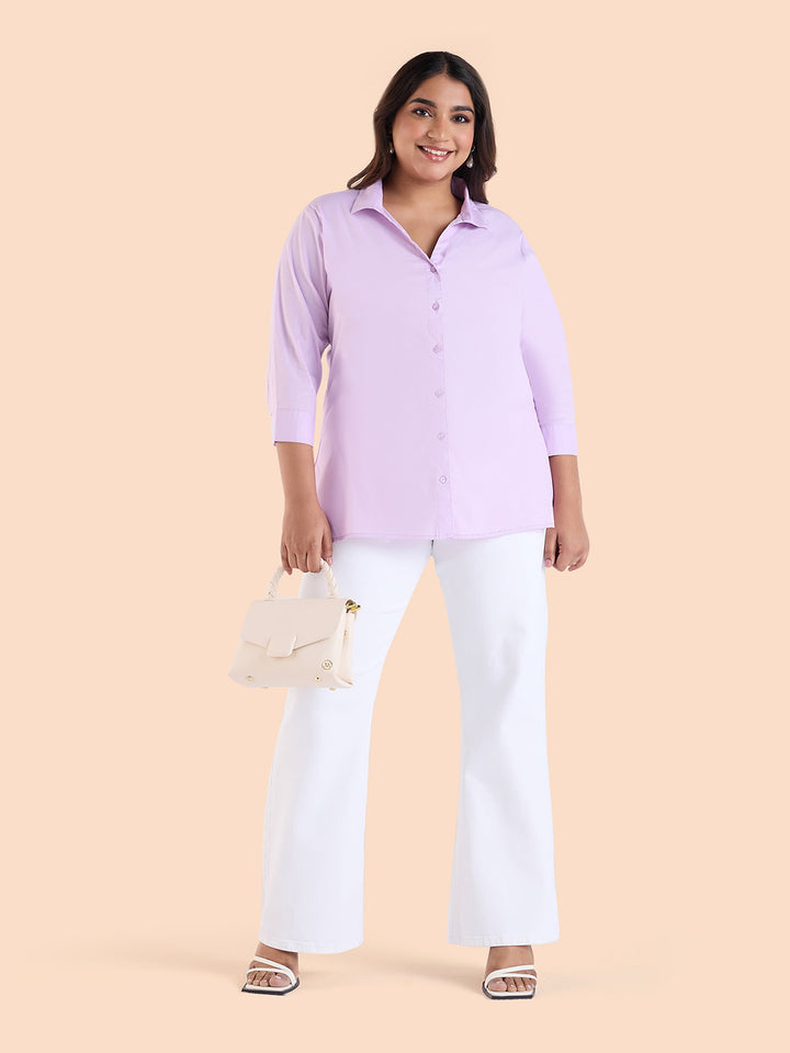 Lilac Satin Stretch Shirt