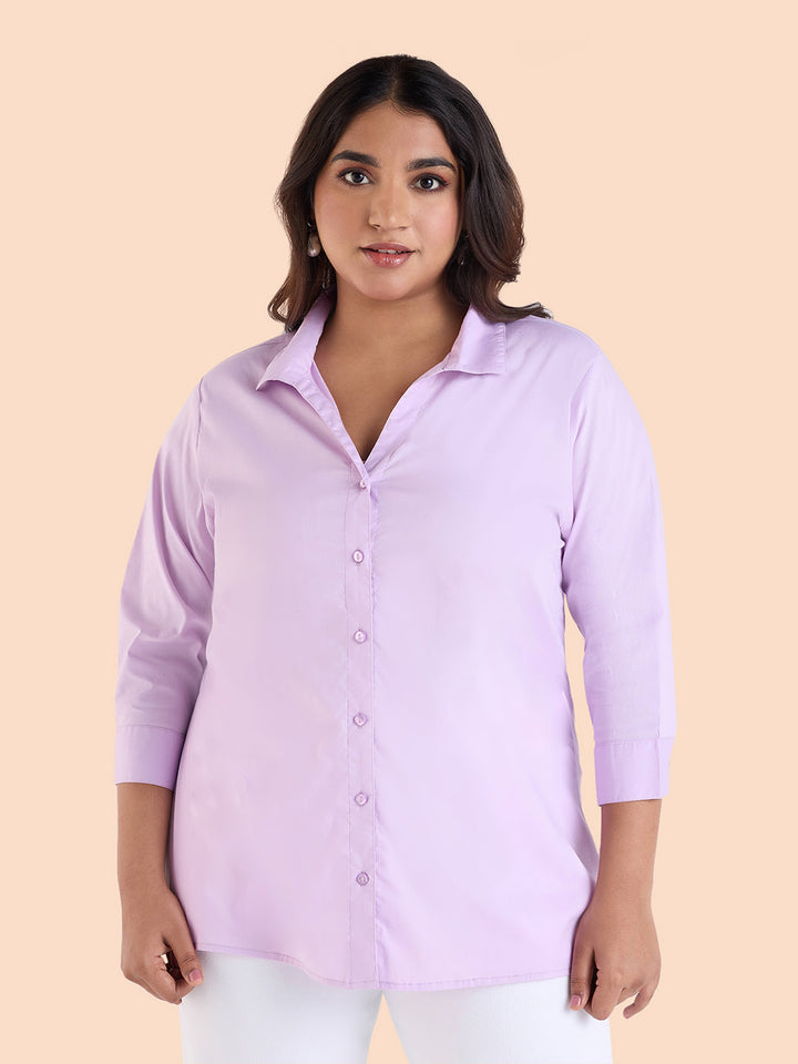 Lilac Satin Stretch Shirt