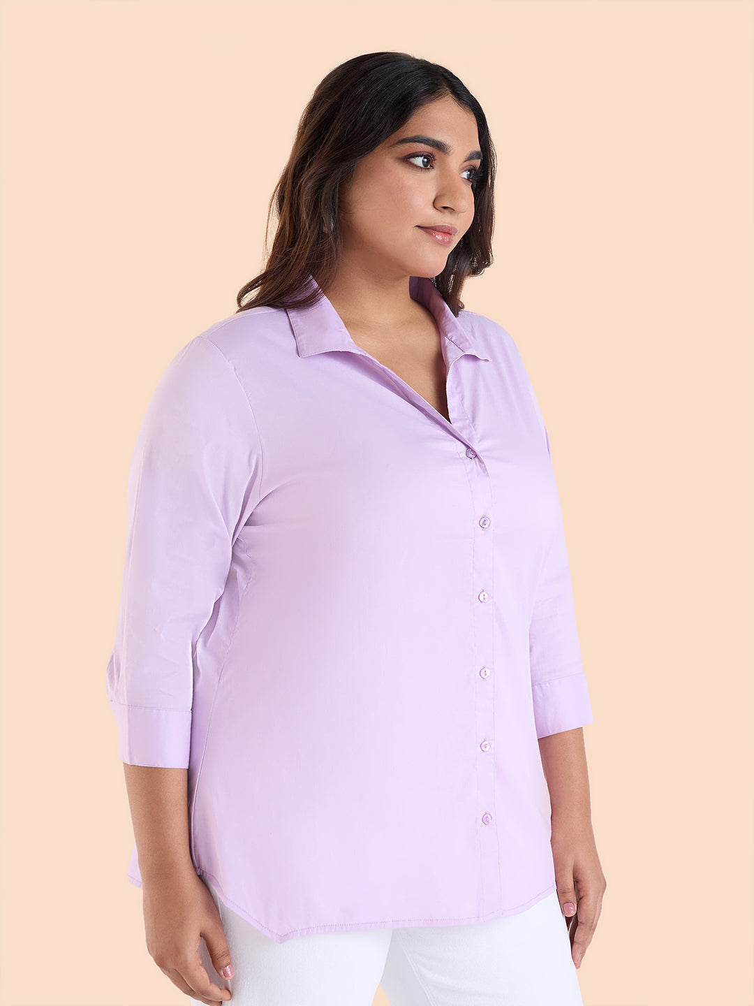 Lilac Satin Stretch Shirt