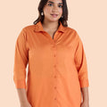 Plus Size Rust Orange Satin Stretch Shirt | XL-7XL
