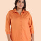 Plus Size Rust Orange Satin Stretch Shirt | XL-7XL