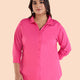 Plus Size Fuschia Pink Satin Stretch Shirt | XL-7XL