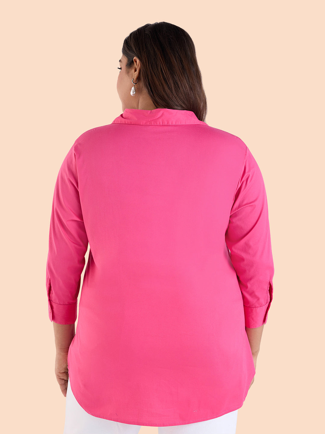 Fuschia Pink Satin Stretch Shirt