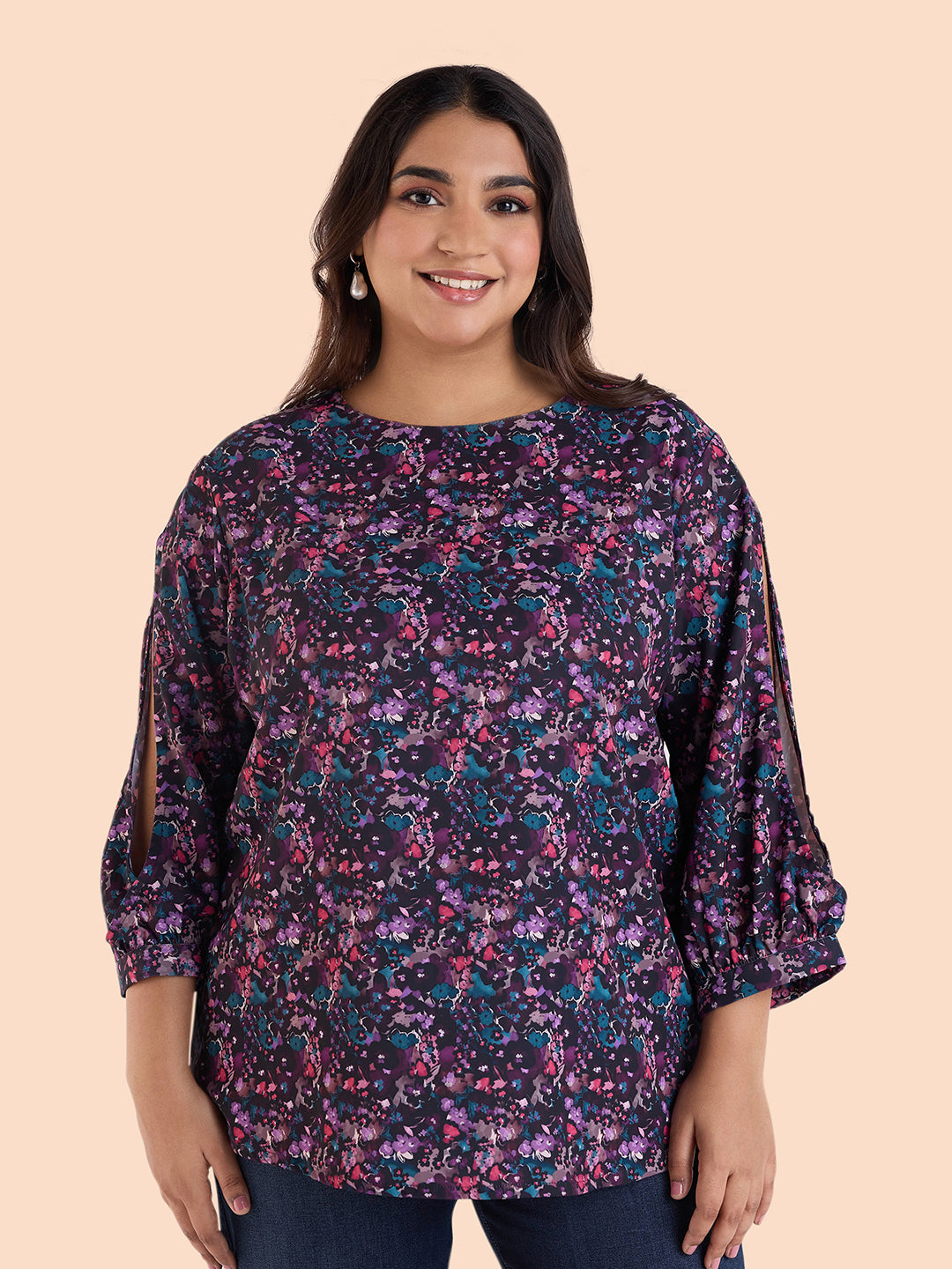 Ditsy Floral Cold Shoulder Top