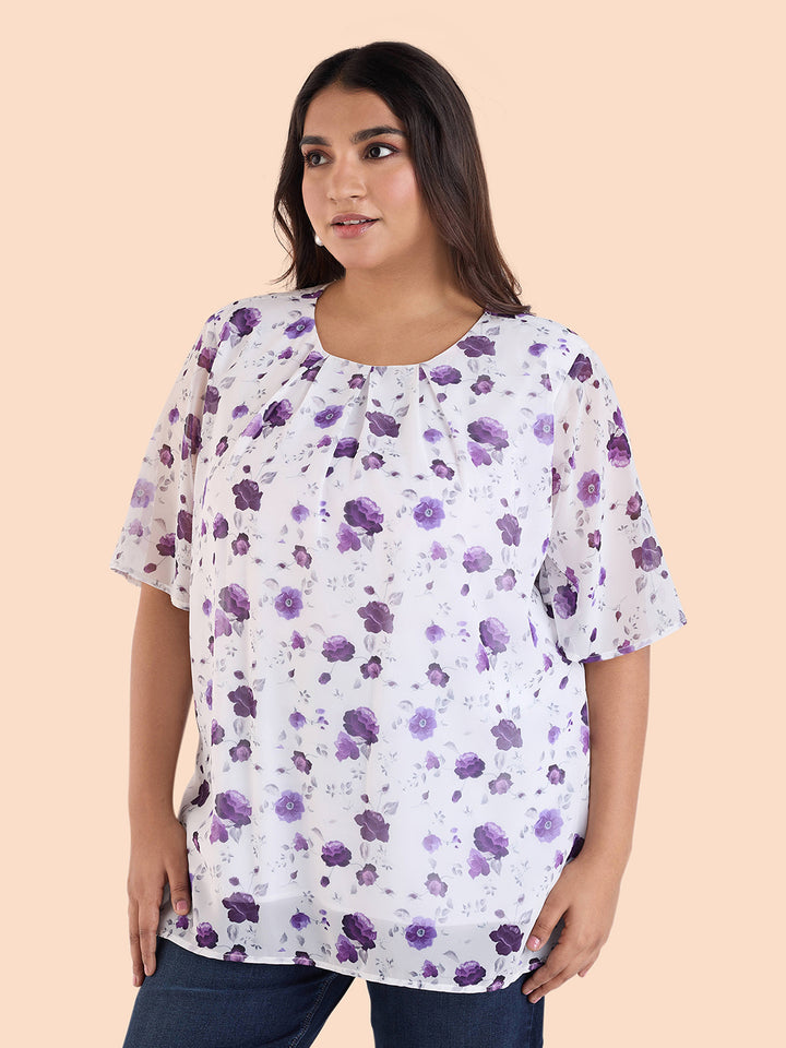 Scattered Floral Printed Top