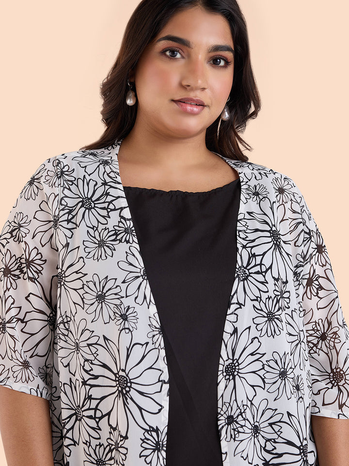 Black And White Printed Shrug