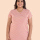Plus Size Stripe Stretch T-Shirt | XL-7XL