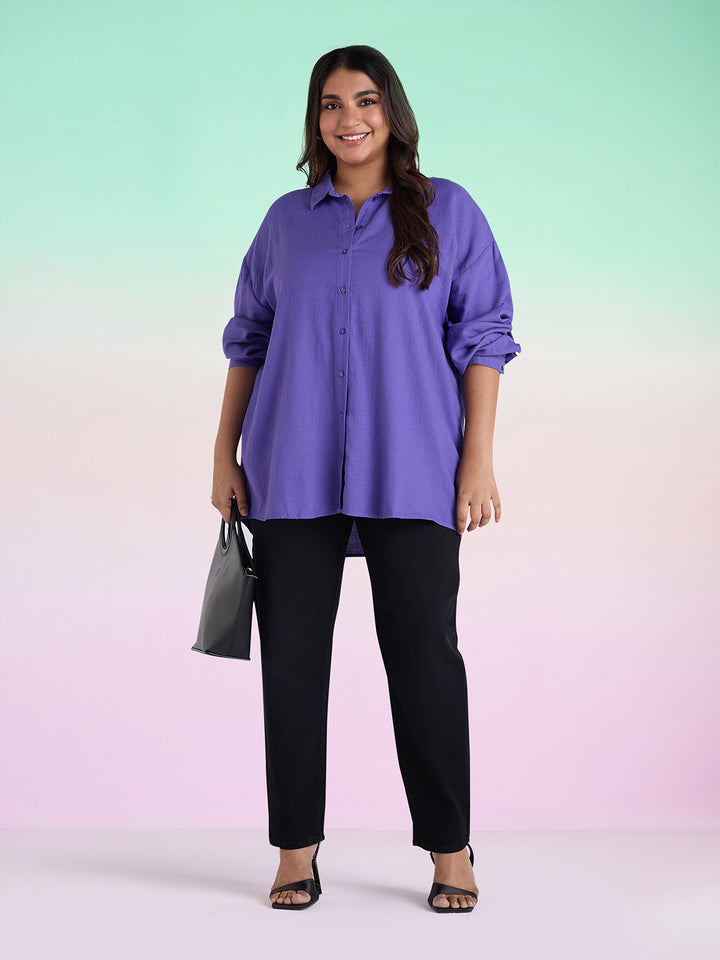 Purple Linen Womens Shirt