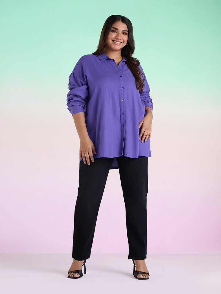 Purple Linen Womens Shirt