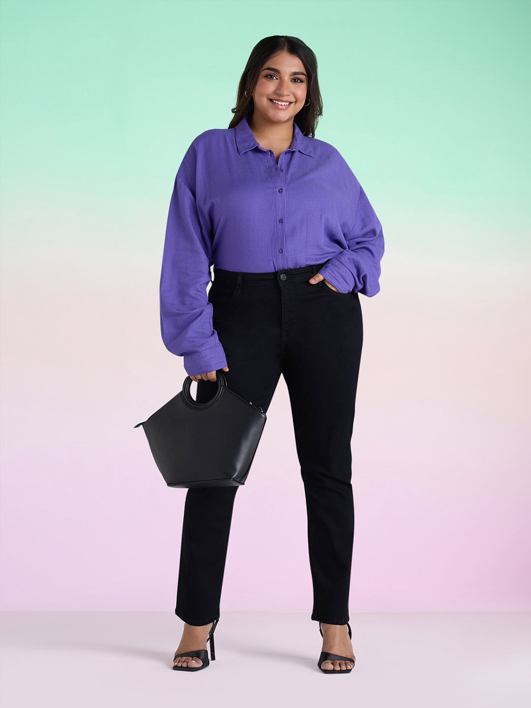 Purple Linen Womens Shirt
