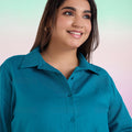 Teal Linen Womens Shirt | XL-7XL