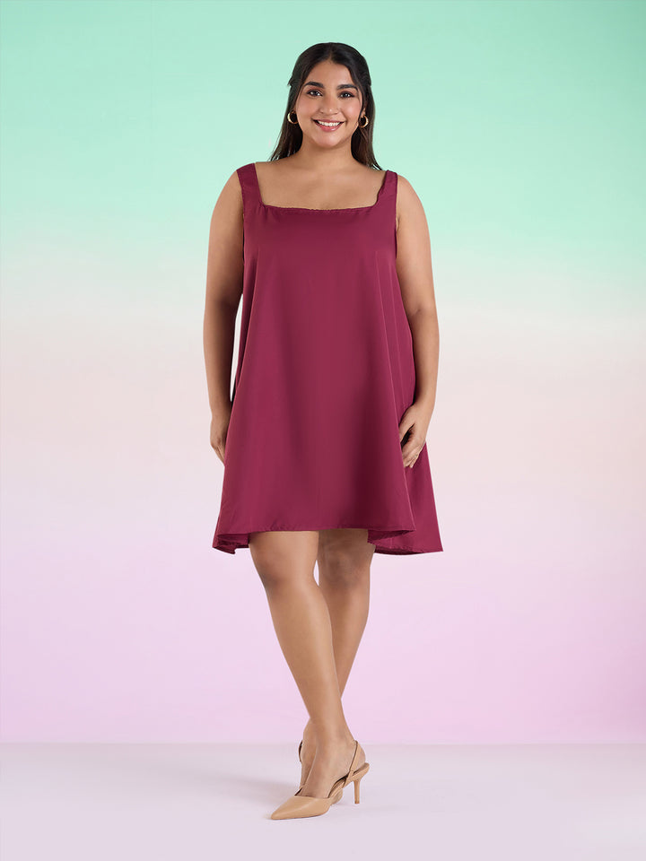 Wine Tiered Georgette Dress