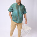 Plus Size EARTHY CHECK HALF SLEEVE SHIRT | XL-7XL
