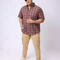 Plus Size EARTHY CHECK HALF SLEEVE SHIRT | XL-7XL