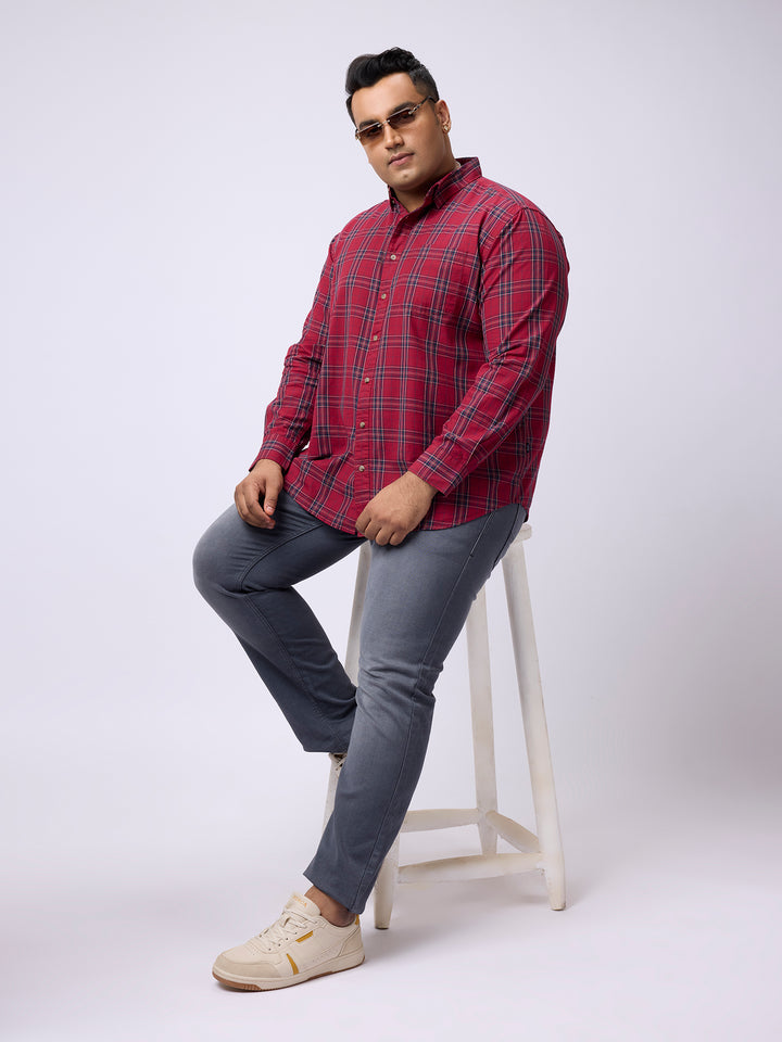 PLUS SIZE MEN NAUTICAL CHECK FULL SLEEVE SHIRTS | XL-7XL