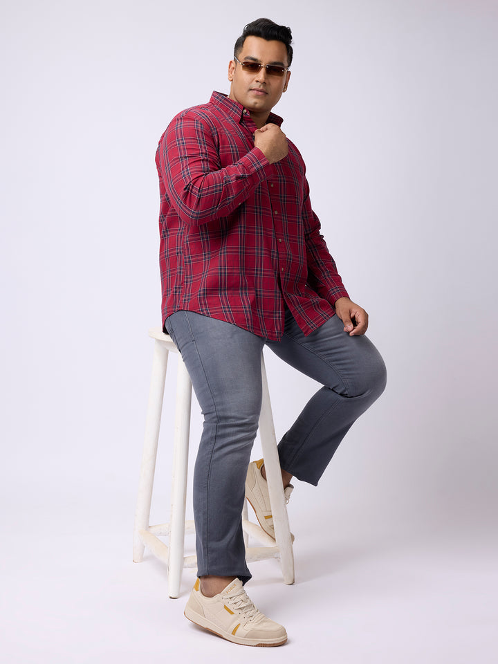 PLUS SIZE MEN NAUTICAL CHECK FULL SLEEVE SHIRTS | XL-7XL