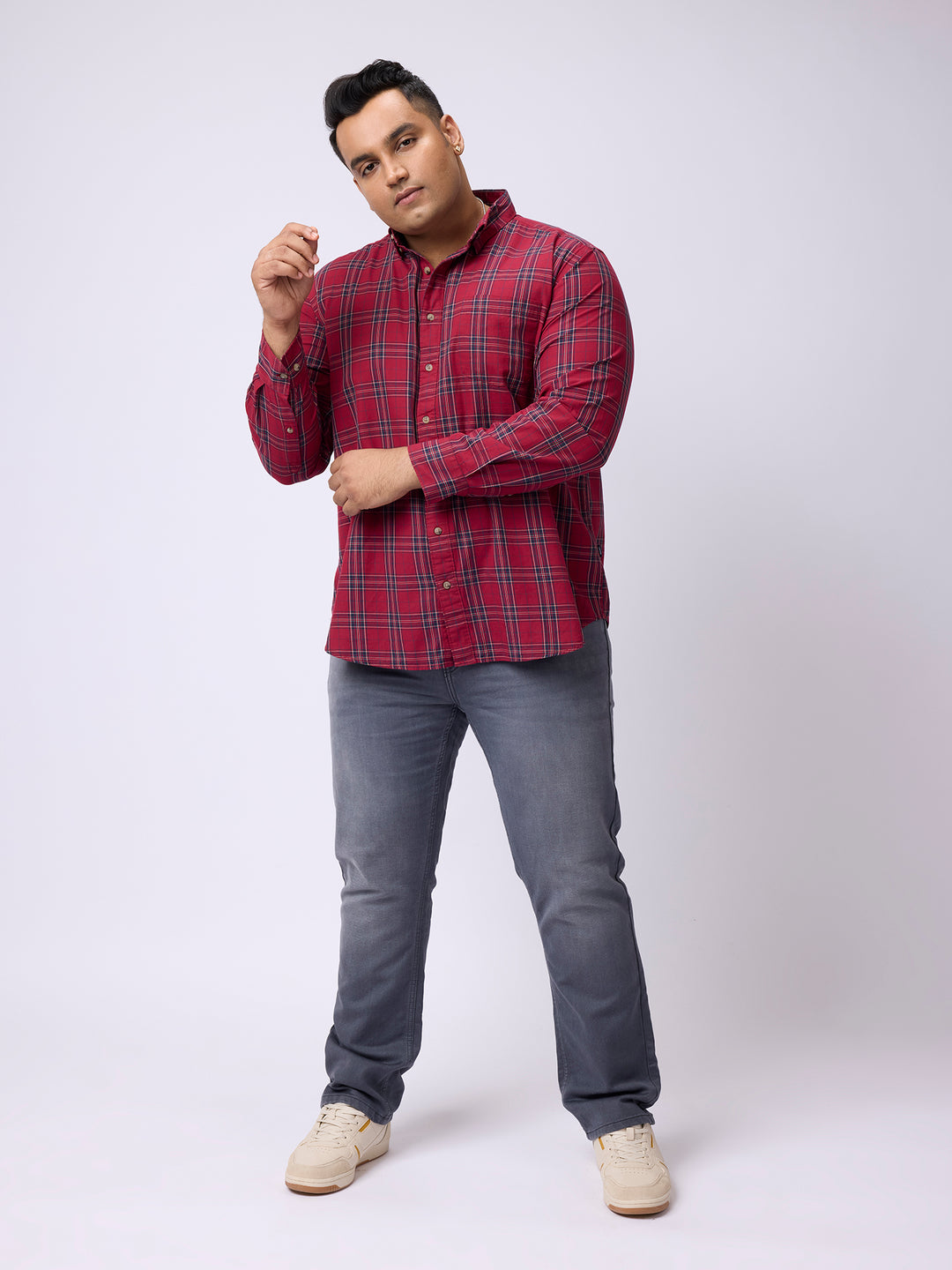 PLUS SIZE MEN NAUTICAL CHECK FULL SLEEVE SHIRTS | XL-7XL