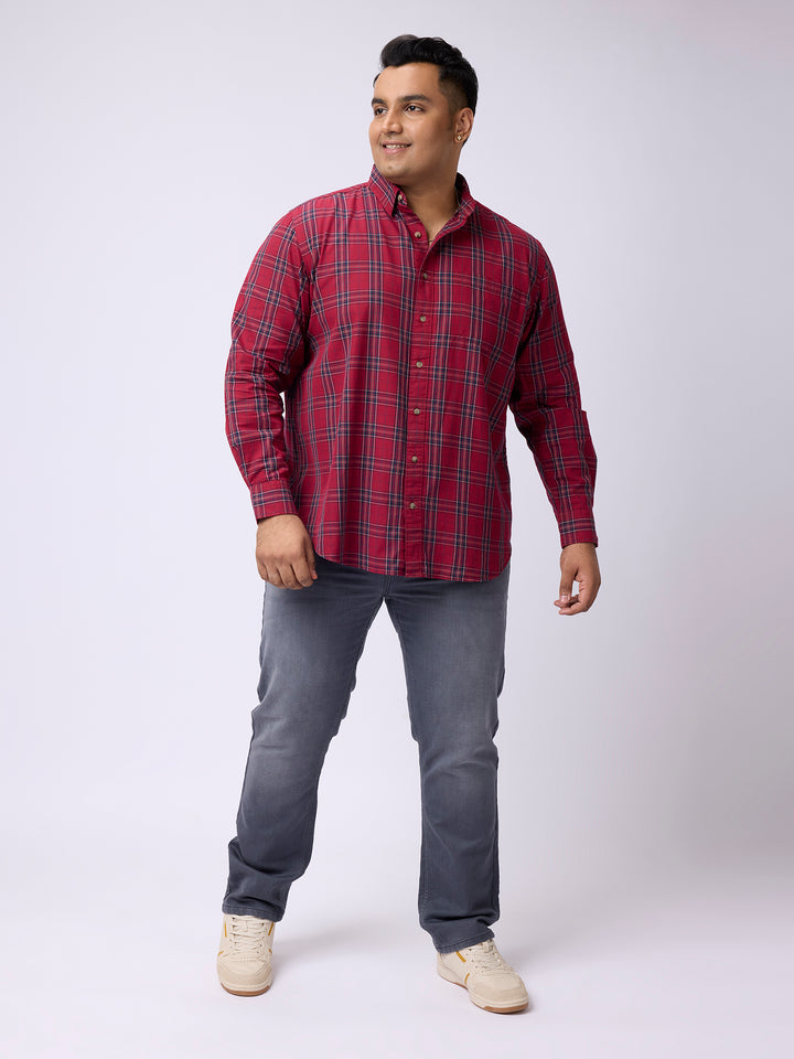 PLUS SIZE MEN NAUTICAL CHECK FULL SLEEVE SHIRTS | XL-7XL