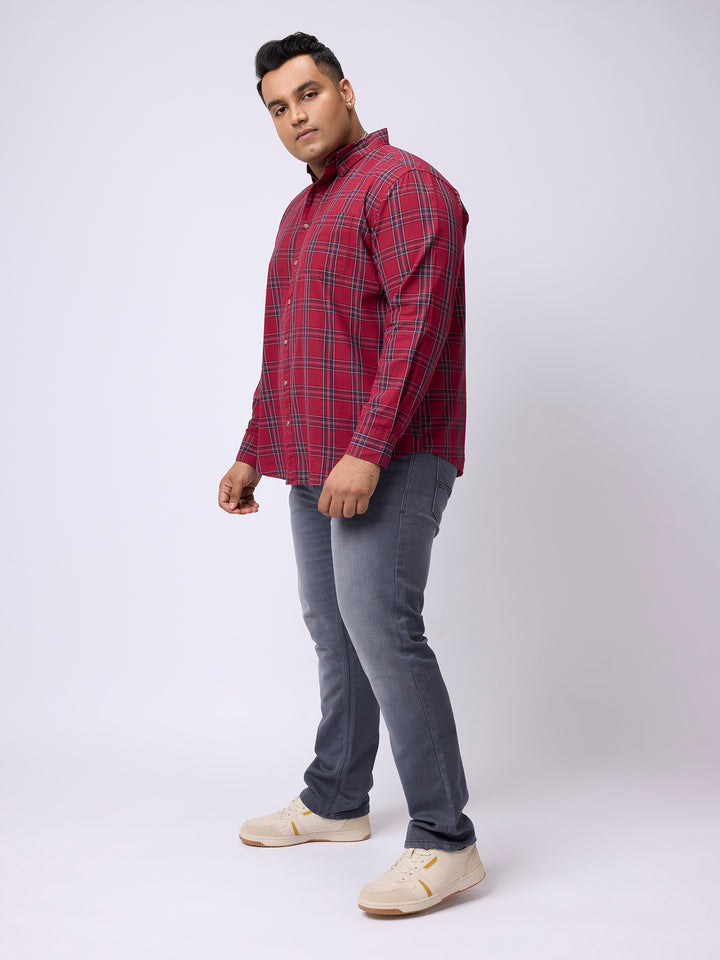 PLUS SIZE MEN NAUTICAL CHECK FULL SLEEVE SHIRTS | XL-7XL