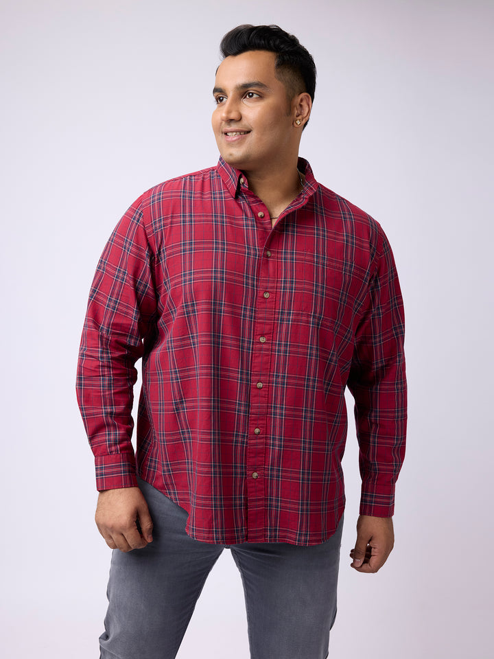 PLUS SIZE MEN NAUTICAL CHECK FULL SLEEVE SHIRTS | XL-7XL