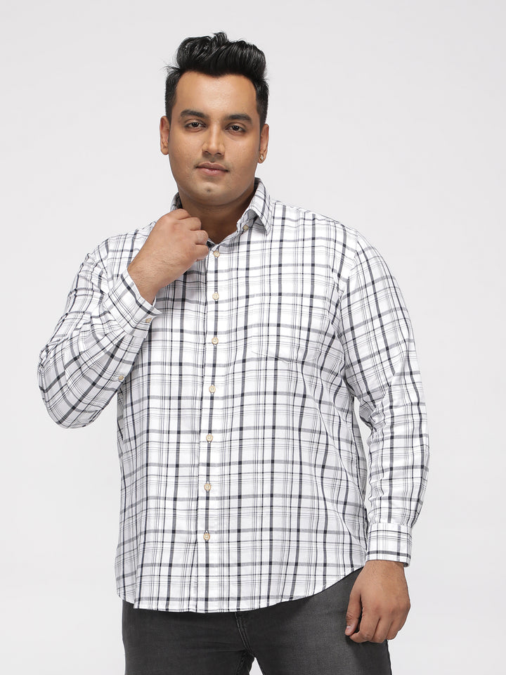 PLUS SIZE GIZA COTTON CHECK SHIRTS FOR MEN | XL-7XL