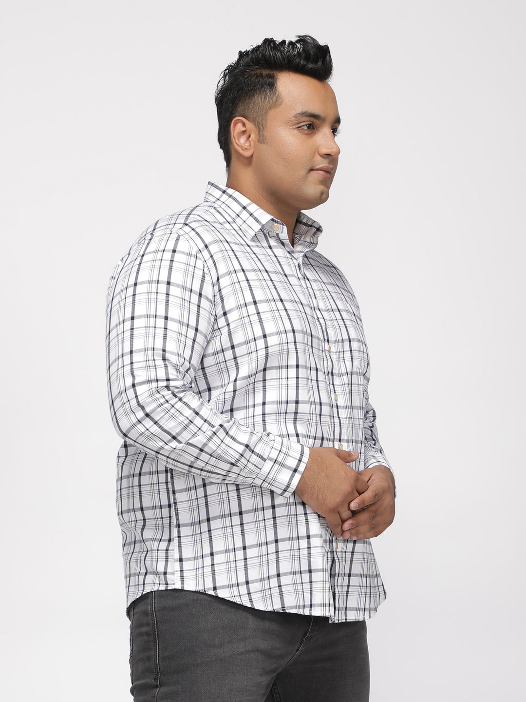 PLUS SIZE GIZA COTTON CHECK SHIRTS FOR MEN | XL-7XL