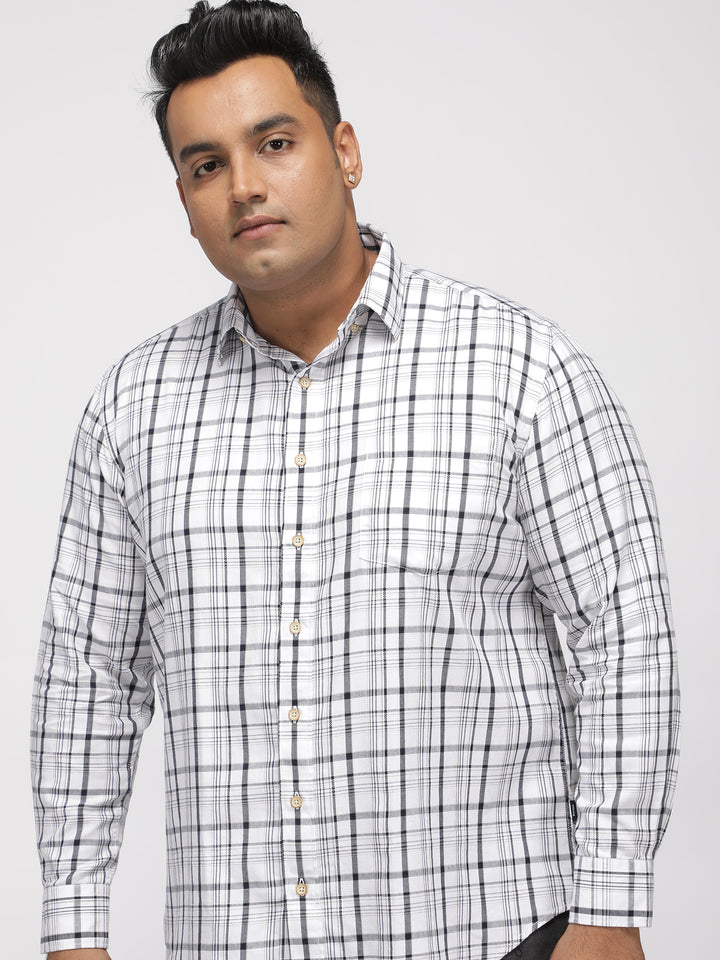 PLUS SIZE GIZA COTTON CHECK SHIRTS FOR MEN | XL-7XL