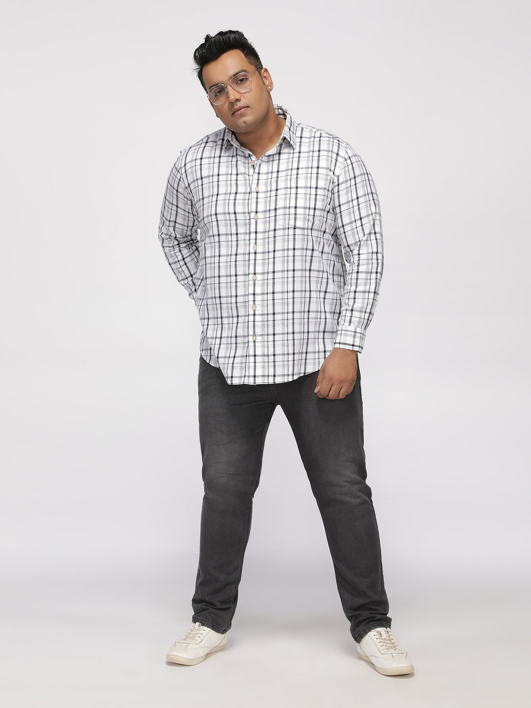 PLUS SIZE GIZA COTTON CHECK SHIRTS FOR MEN | XL-7XL