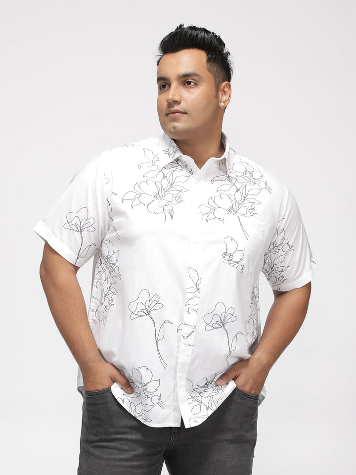 PLUS SIZE TROPICAL PRINTED COTTON HOLIDAY HALF SLEEVE SHIRT FOR MEN | XL-7XL