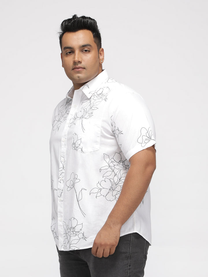 PLUS SIZE TROPICAL PRINTED COTTON HOLIDAY HALF SLEEVE SHIRT FOR MEN | XL-7XL