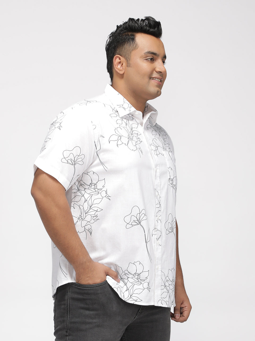 PLUS SIZE TROPICAL PRINTED COTTON HOLIDAY HALF SLEEVE SHIRT FOR MEN | XL-7XL