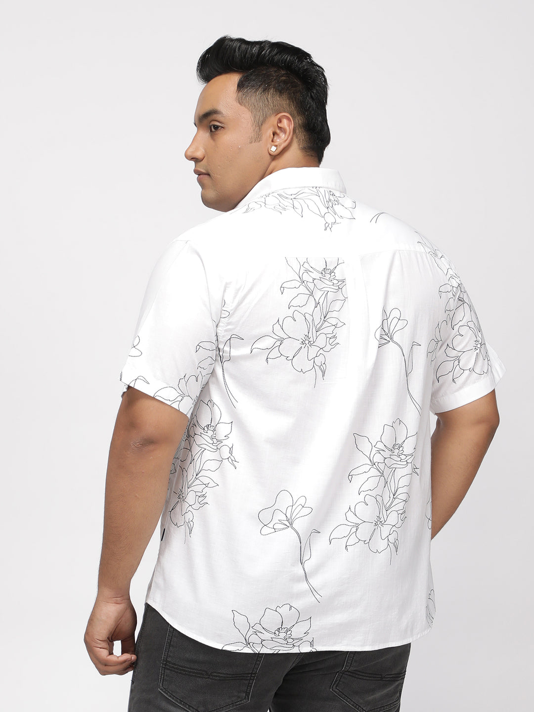 PLUS SIZE TROPICAL PRINTED COTTON HOLIDAY HALF SLEEVE SHIRT FOR MEN | XL-7XL