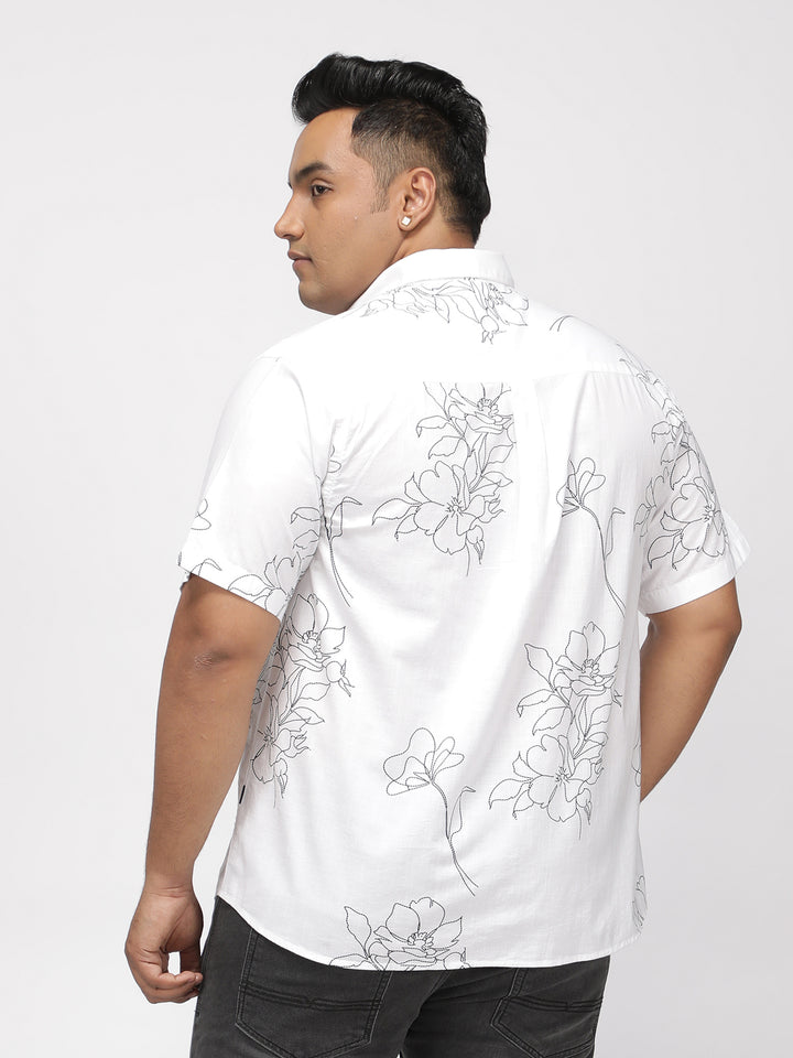 PLUS SIZE TROPICAL PRINTED COTTON HOLIDAY HALF SLEEVE SHIRT FOR MEN | XL-7XL