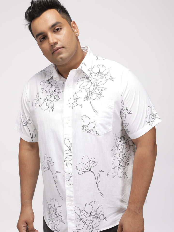 PLUS SIZE TROPICAL PRINTED COTTON HOLIDAY HALF SLEEVE SHIRT FOR MEN | XL-7XL