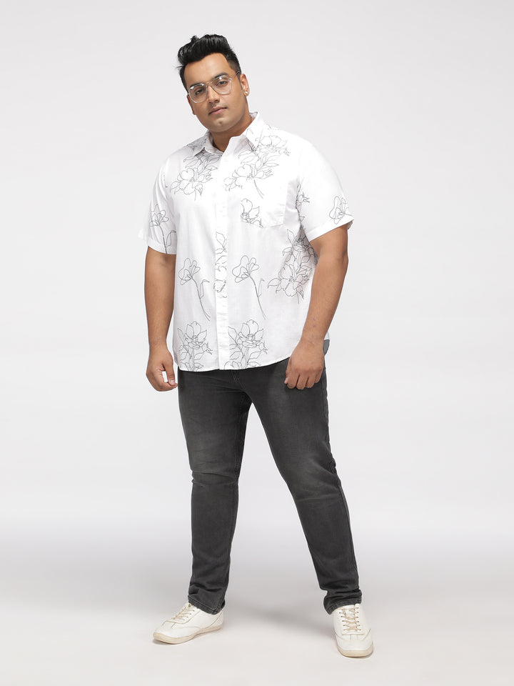 PLUS SIZE TROPICAL PRINTED COTTON HOLIDAY HALF SLEEVE SHIRT FOR MEN | XL-7XL