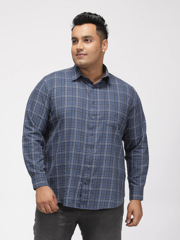 PLUS SIZE GIZA COTTON CHECK SHIRTS FOR MEN | XL-7XL