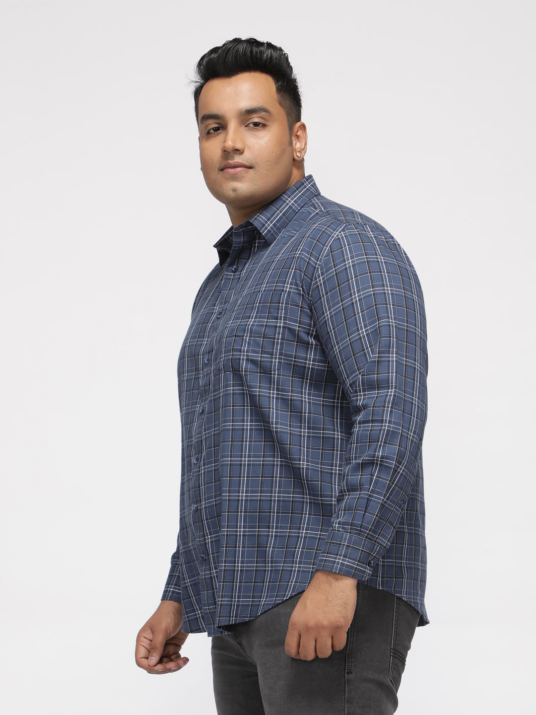 PLUS SIZE GIZA COTTON CHECK SHIRTS FOR MEN | XL-7XL