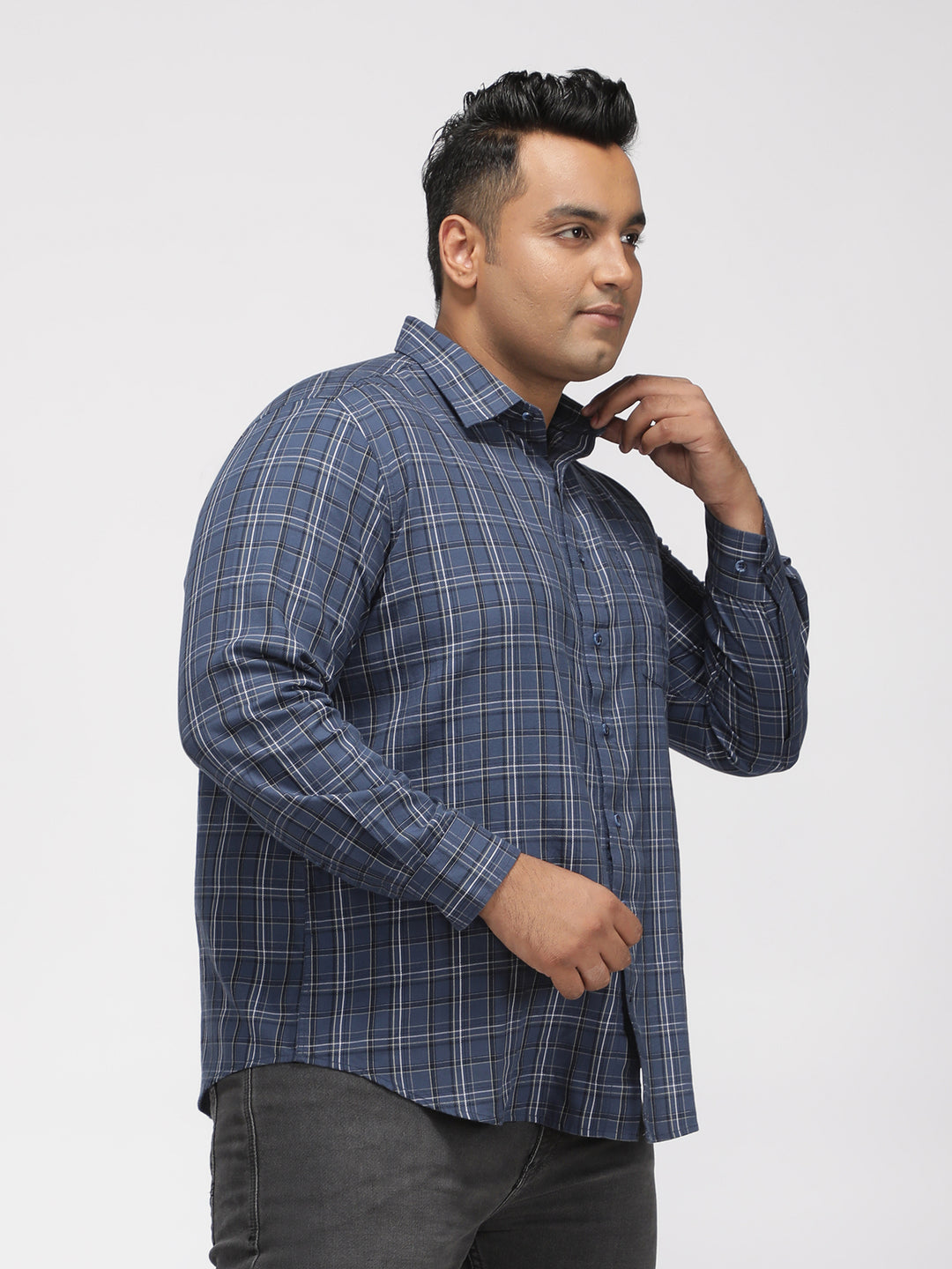 PLUS SIZE GIZA COTTON CHECK SHIRTS FOR MEN | XL-7XL