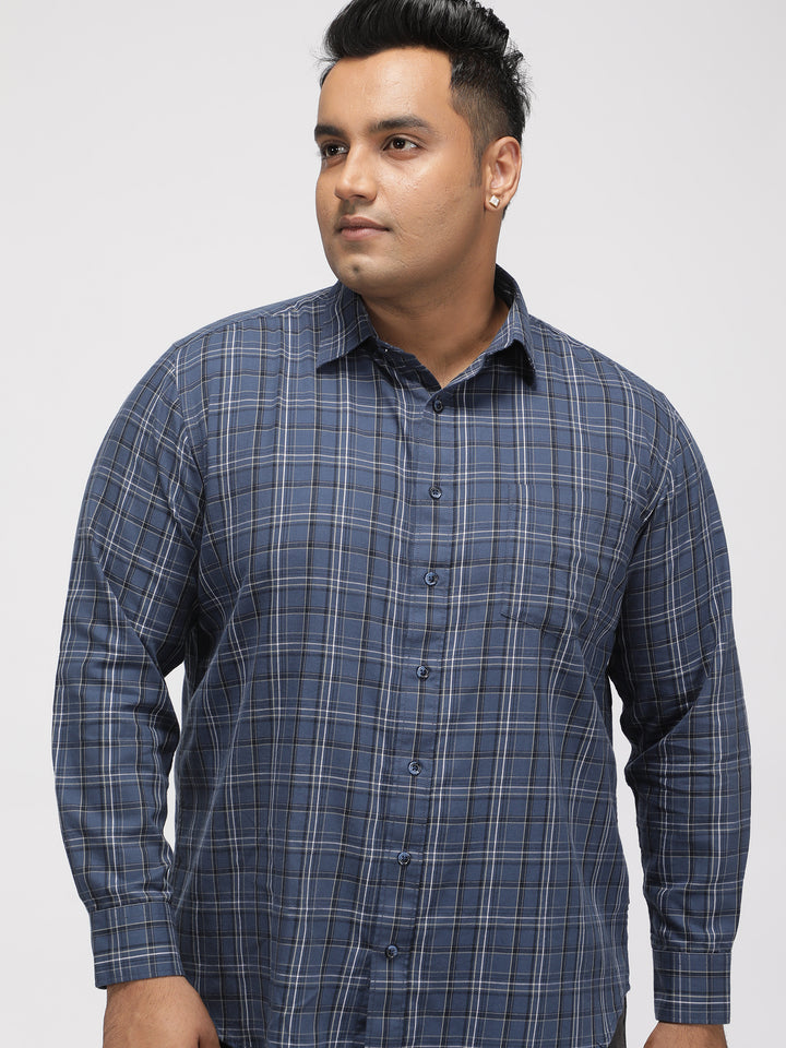PLUS SIZE GIZA COTTON CHECK SHIRTS FOR MEN | XL-7XL