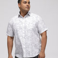 PLUS SIZE PRINTED STRETCH OXFORD HOLIDAY HALF SLEEVE SHIRT FOR MEN | XL-7XL