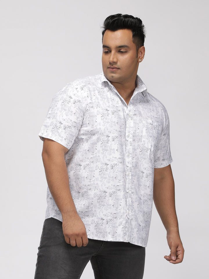 PLUS SIZE PRINTED STRETCH OXFORD HOLIDAY HALF SLEEVE SHIRT FOR MEN | XL-7XL