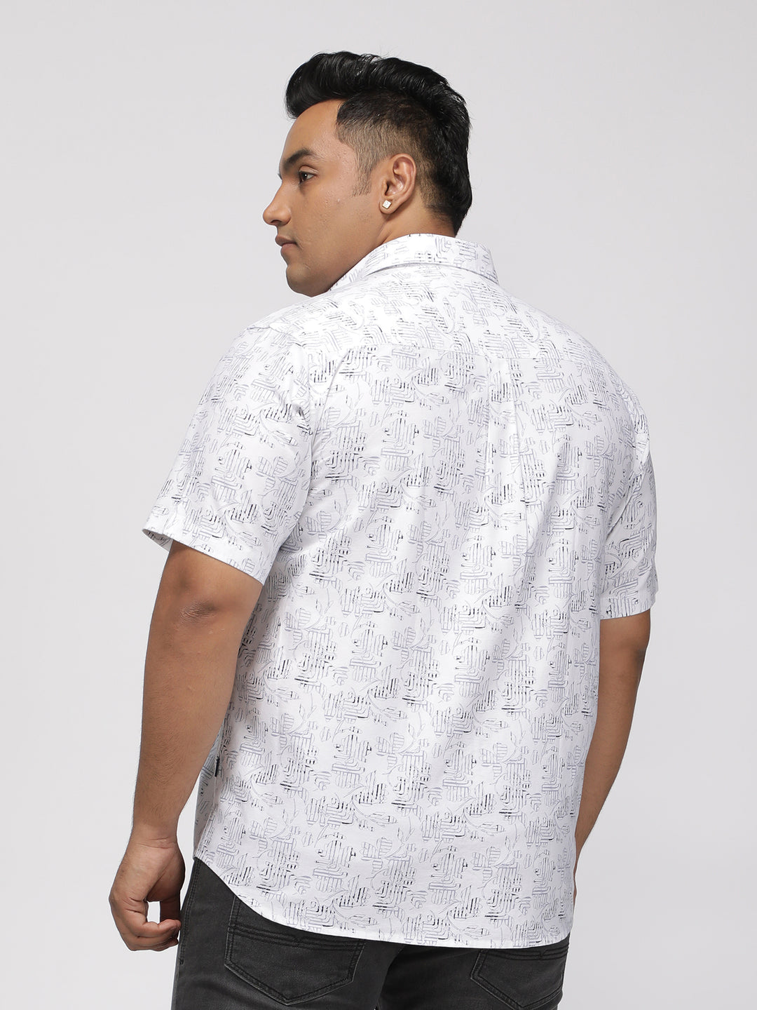 PLUS SIZE PRINTED STRETCH OXFORD HOLIDAY HALF SLEEVE SHIRT FOR MEN | XL-7XL