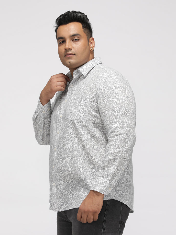 PLUS SIZE PRINTED DITSY FLORAL MATT WEAVE SHIRT FOR MEN | XL-7XL