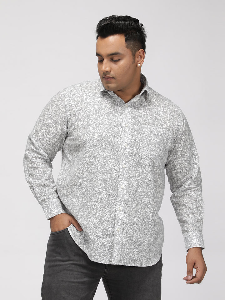 PLUS SIZE PRINTED DITSY FLORAL MATT WEAVE SHIRT FOR MEN | XL-7XL