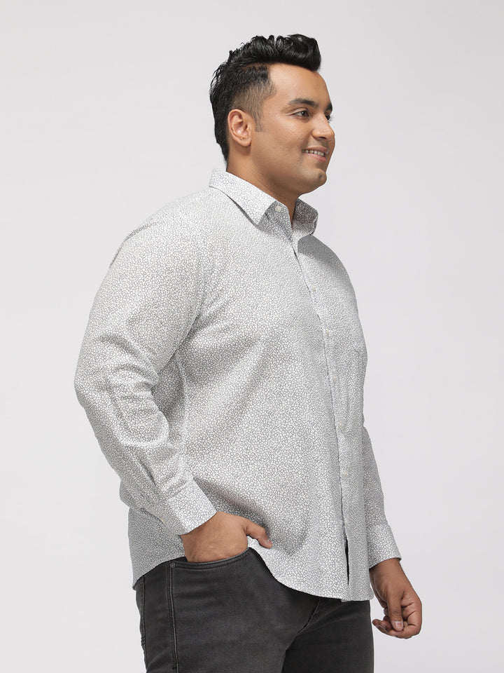 PLUS SIZE PRINTED DITSY FLORAL MATT WEAVE SHIRT FOR MEN | XL-7XL