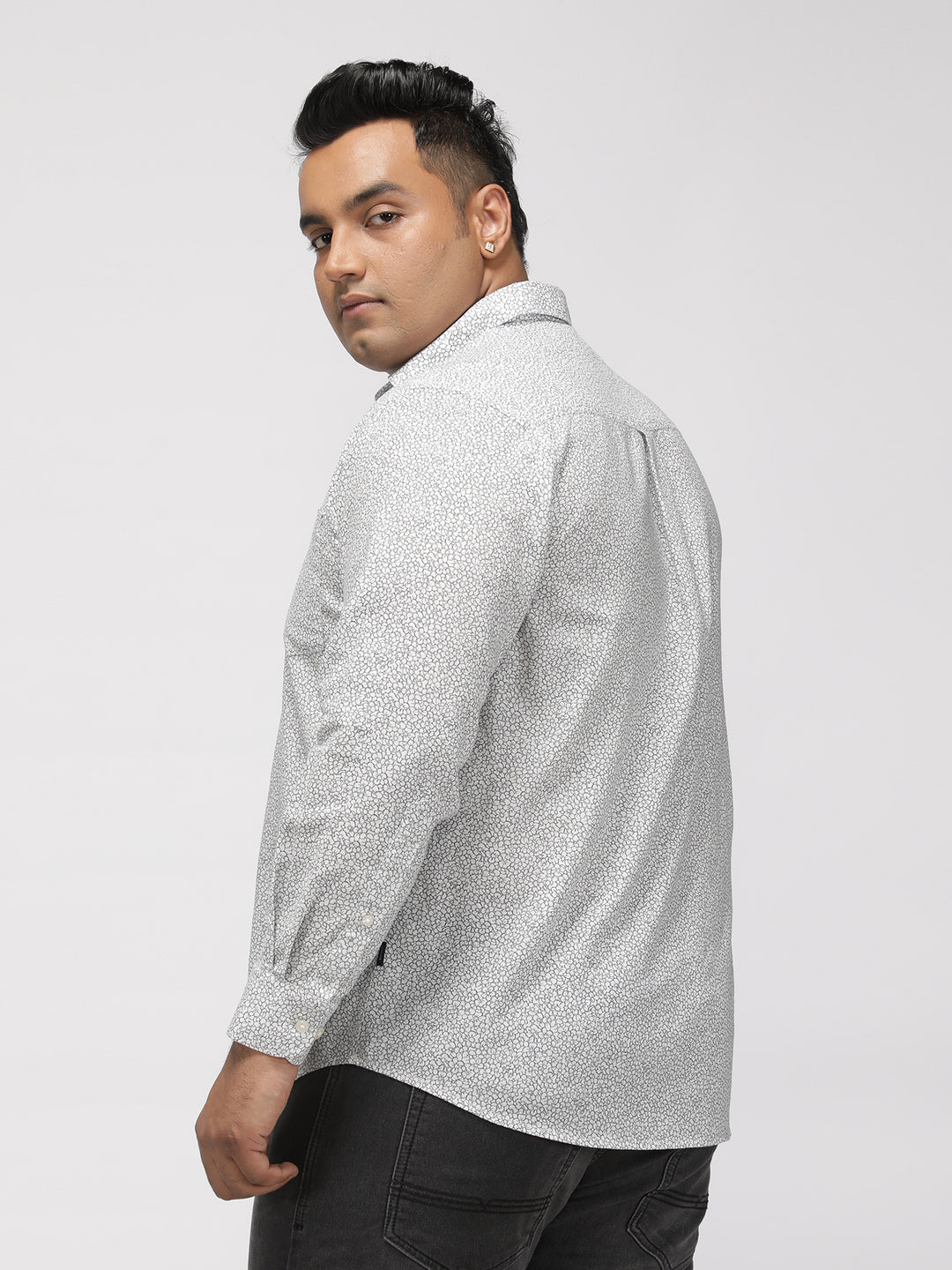 PLUS SIZE PRINTED DITSY FLORAL MATT WEAVE SHIRT FOR MEN | XL-7XL