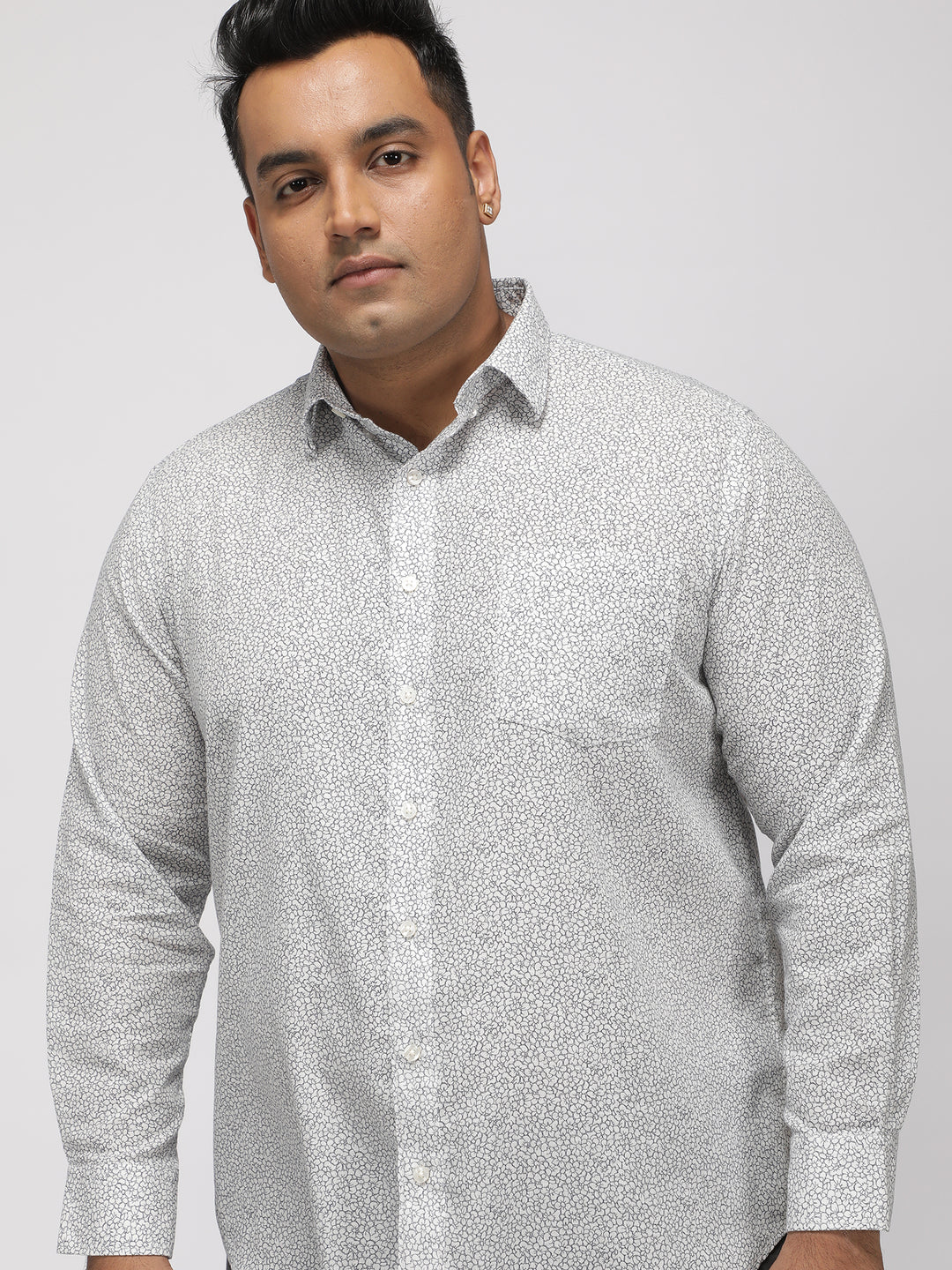 PLUS SIZE PRINTED DITSY FLORAL MATT WEAVE SHIRT FOR MEN | XL-7XL