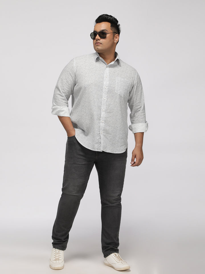 PLUS SIZE PRINTED DITSY FLORAL MATT WEAVE SHIRT FOR MEN | XL-7XL