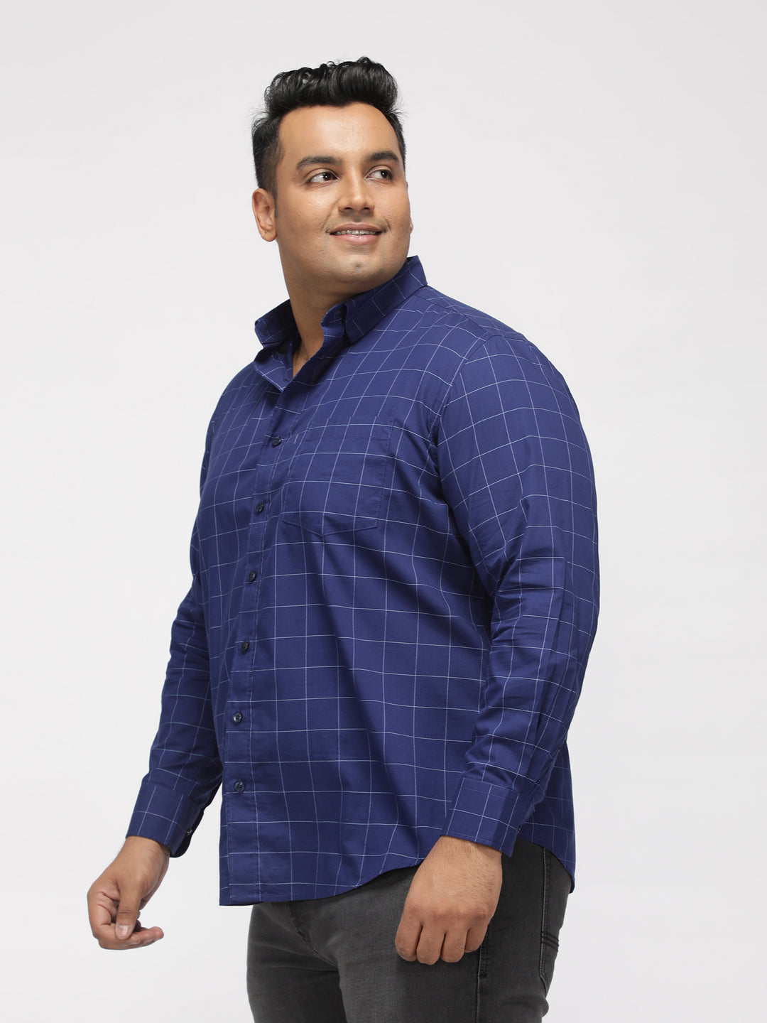 PLUS SIZE GIZA COTTON CHECK SHIRTS FOR MEN | XL-7XL